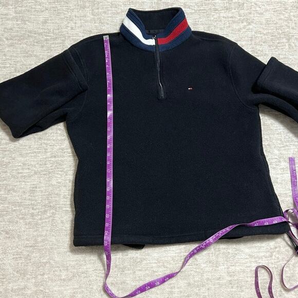 Vintage Tommy Hilfiger Black Quarter Zip Fleece Pullover Size L - Picture 9 of 9